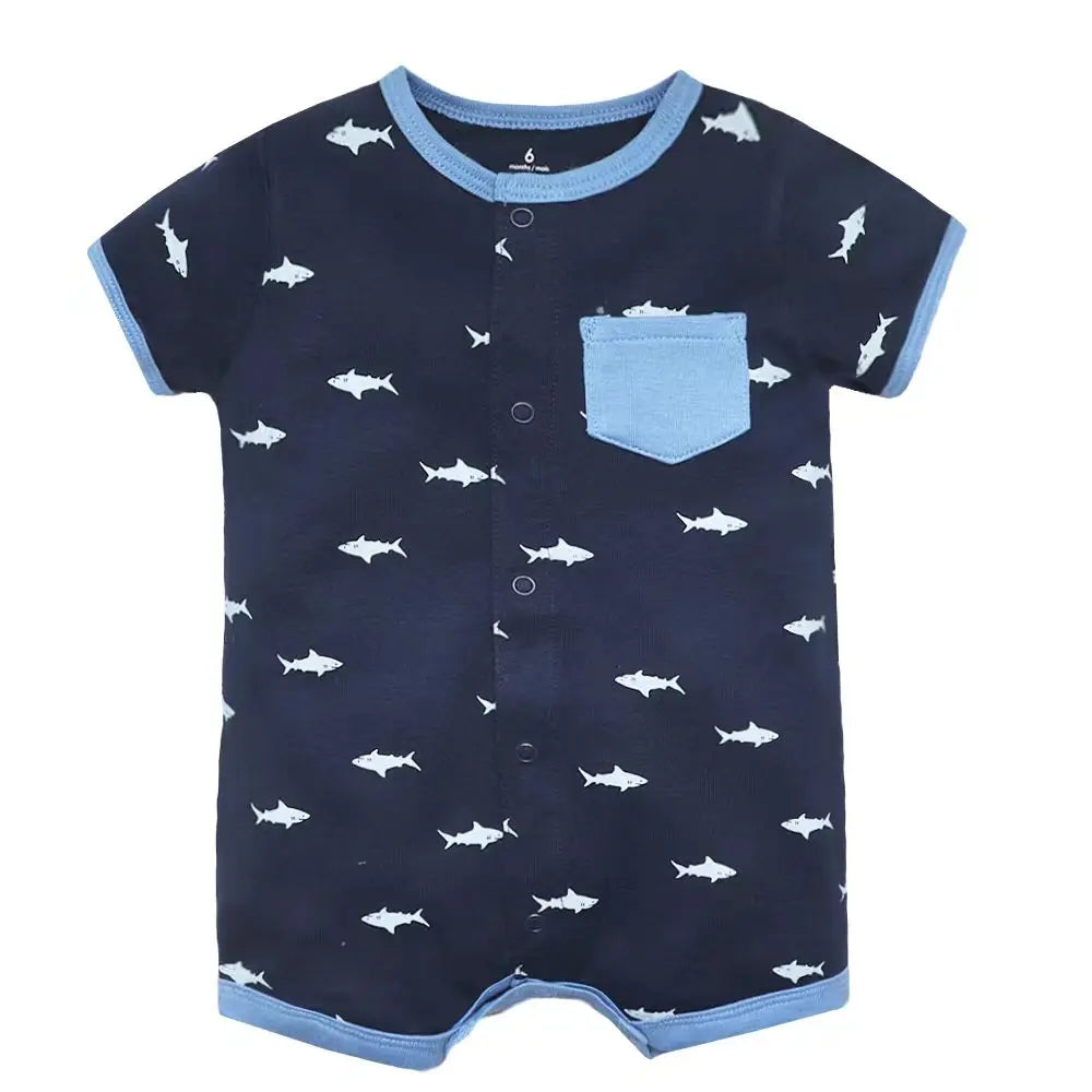 Summer 100% Cotton Newborn Infant Bodysuits 6-24