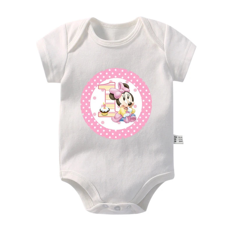 My 1st Birthday Mickey Mouse Cotton Baby Bodysuits