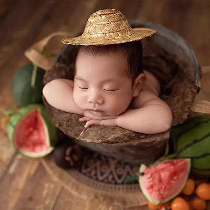 Newborn photography props Bohemia hemp tassel round cushion blanket small carpet studio props background