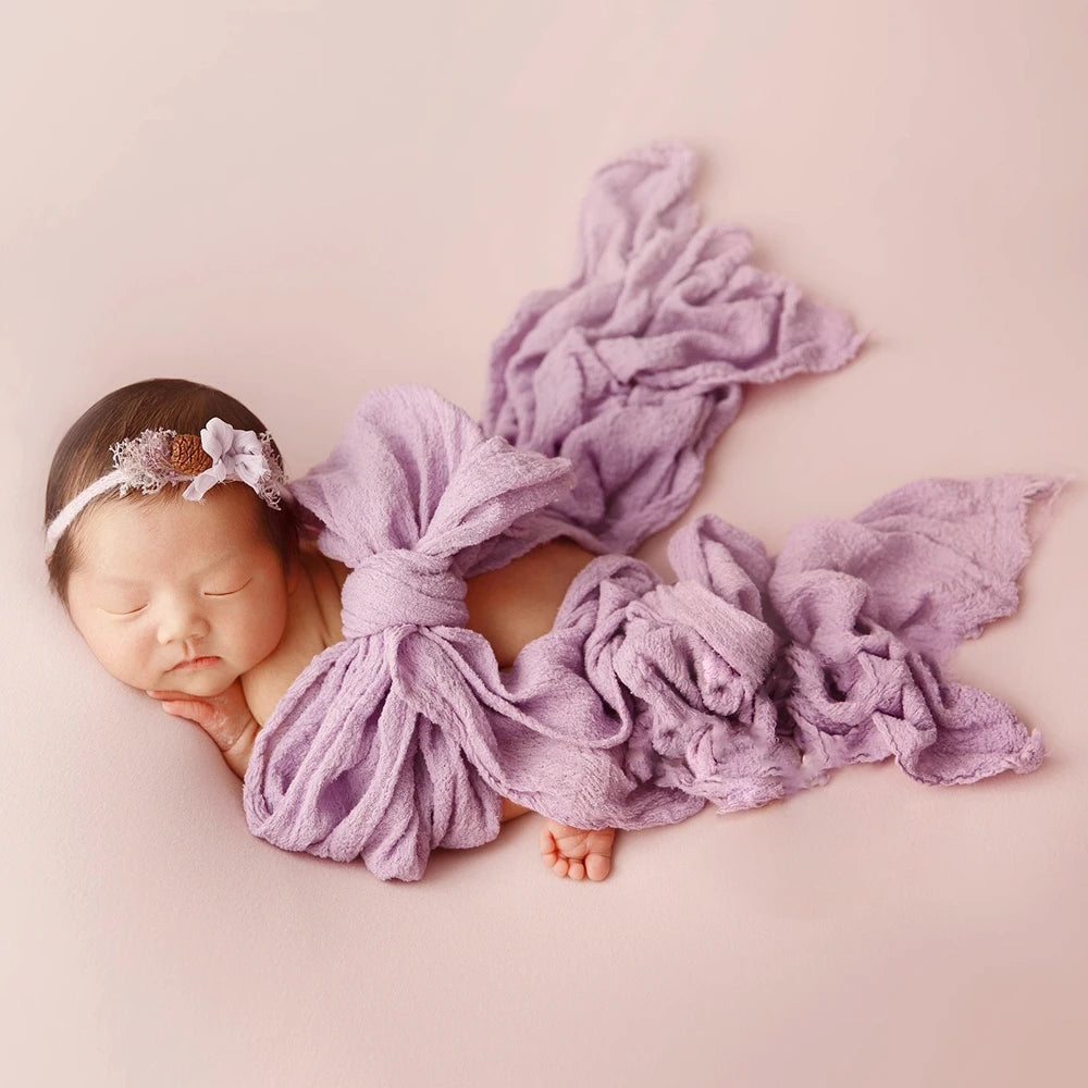 Newborn Cheesecloth Wrap Baby Photography Props Posing Fabric Cotton Stretch Blanket Hand Dyed Newborn Layer Wrap