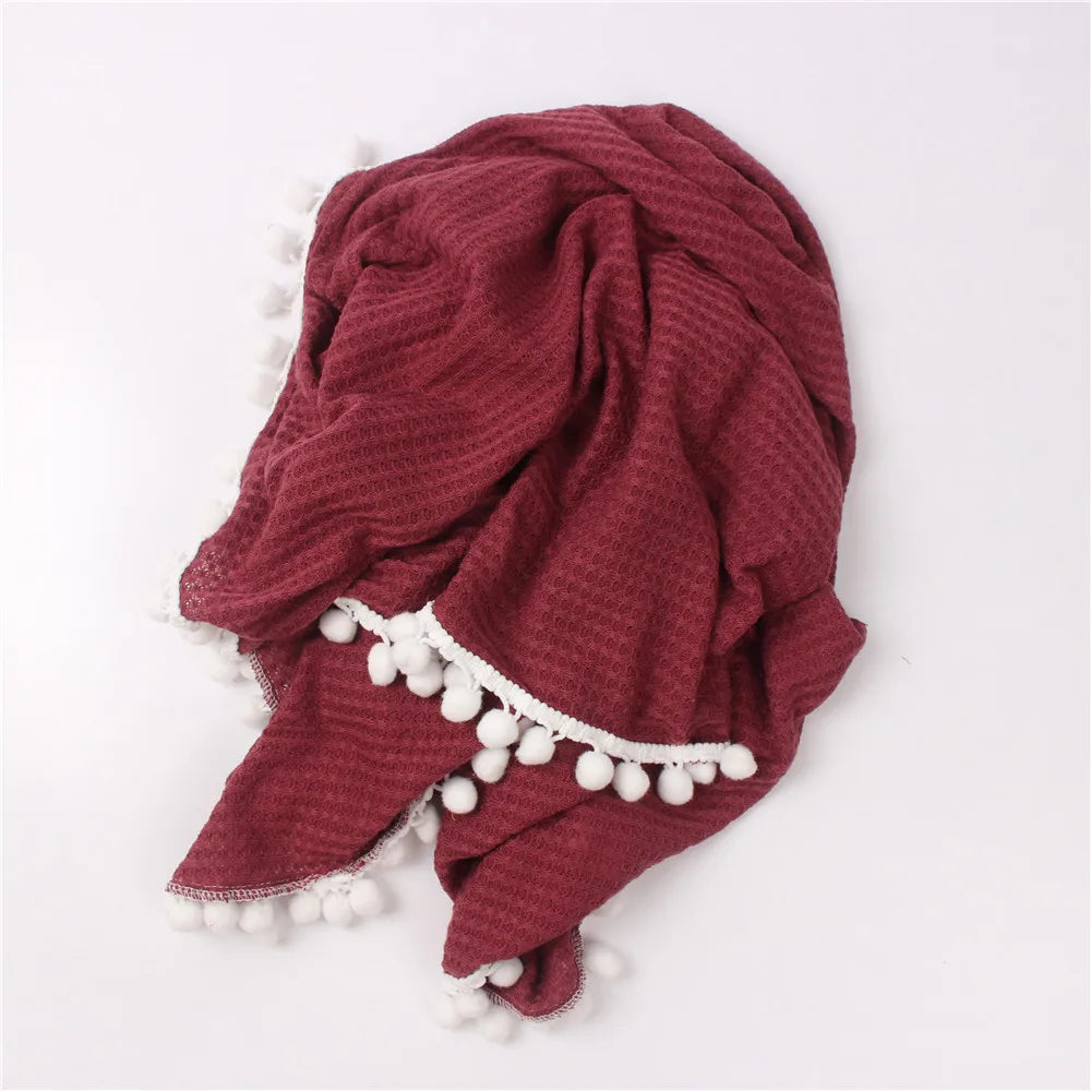 Cotton Muslin Swaddle Blankets for Newborn Baby Tassel Receiving Blanket New Born Swaddle Wrap Infant Sleeping Quilt Cover 90x90