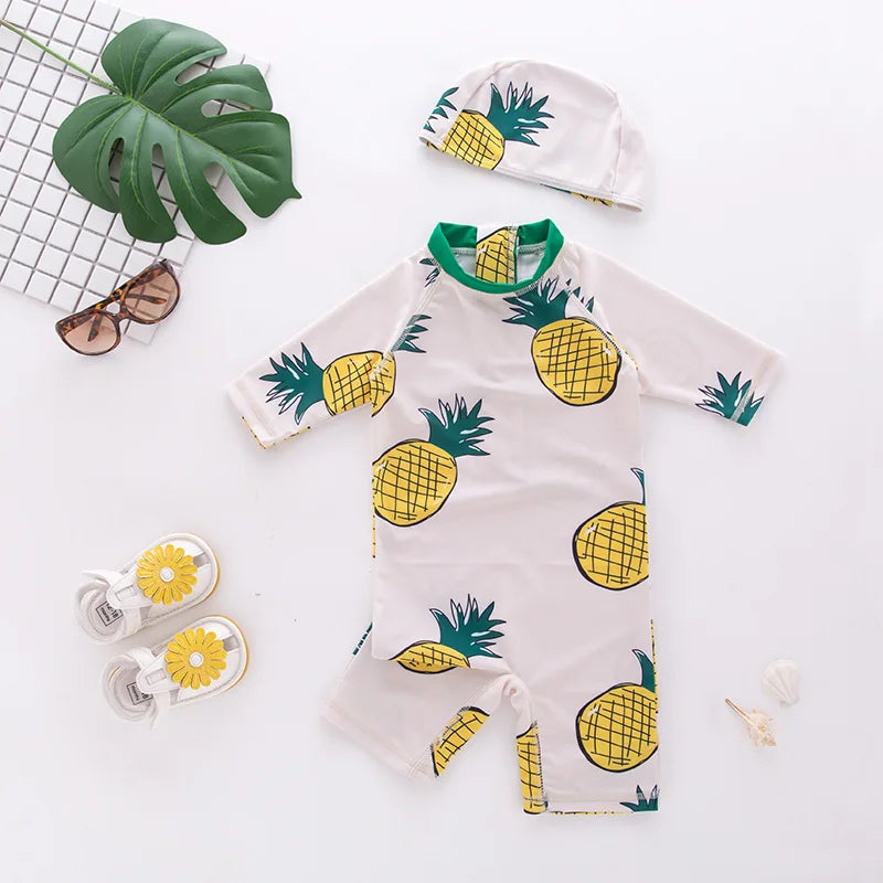 Baby boy swimwear with cap suit surfing Wear