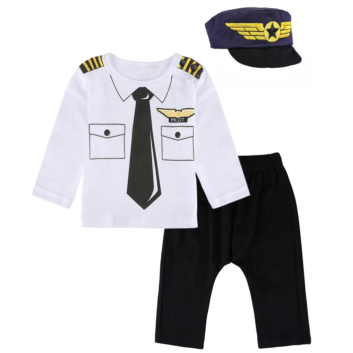 Baby Boy Clothes Set Infant Pilot Carnival Top+Pants+Hat Costume 3PCS