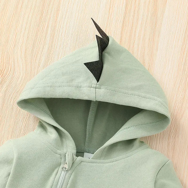 Newborn Baby Clothes Hooded Zipper Dinosaur Jumpsuit