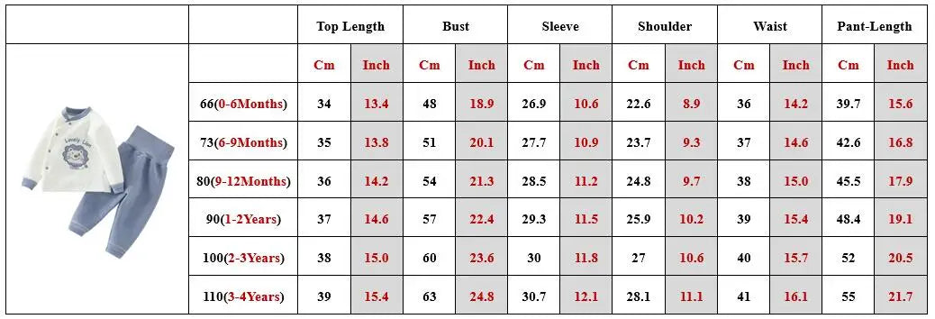 Baby Underwear Suit Thicken Tops+High Waist Pant 2Pcs Set Cotton Outfit