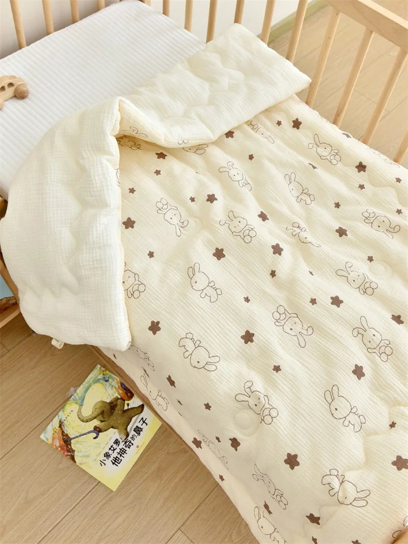 Baby Cotton Muslin Comforter Blanket Newborn Printed Spring Winter Quilt Blankets for Babies Infant Sleeping Cover Korean Quilt