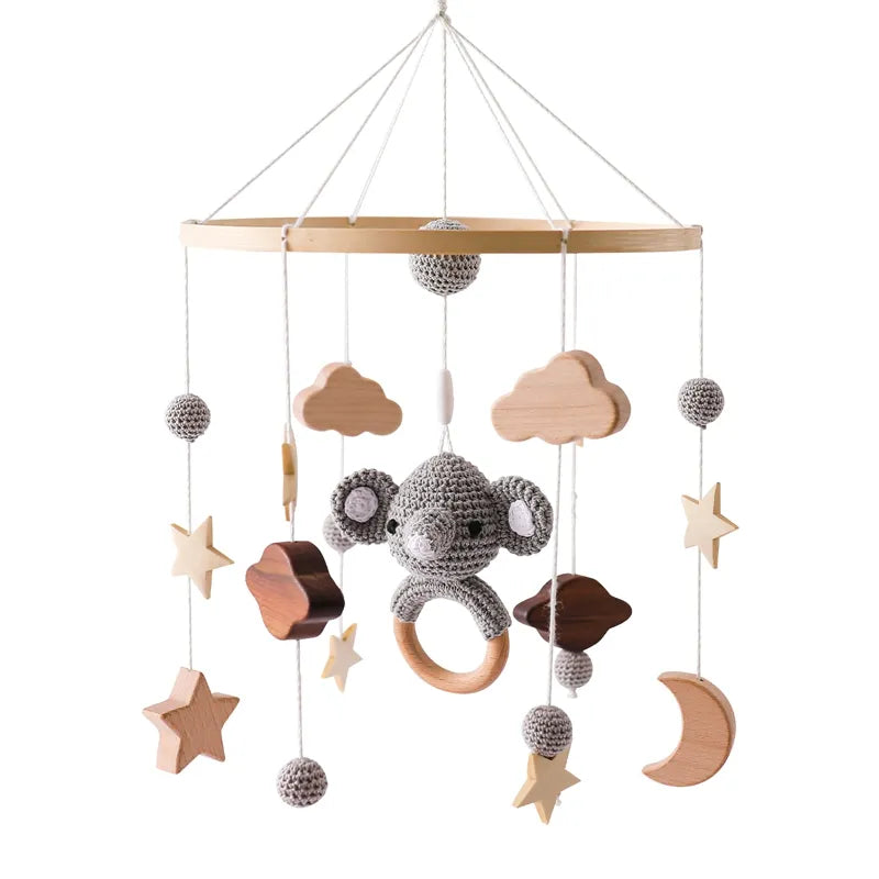 Baby Crib Mobiles Rattles Music Educational Toys Bed Bell Newborn Mobile Bed Bell Bracket Baby Toys Wooden Bed Bell Accessories
