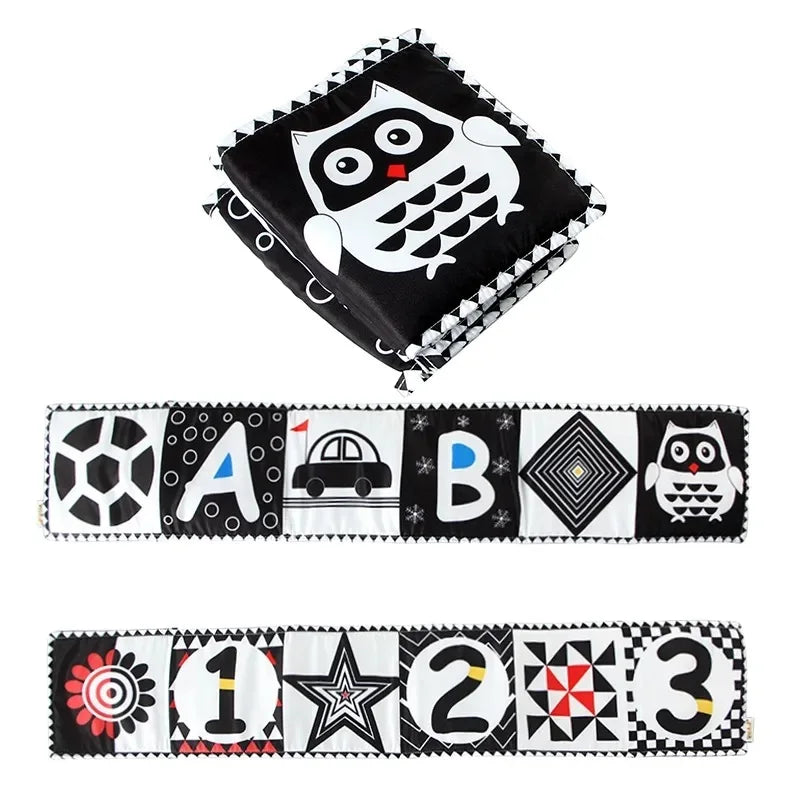 Baby Book Black and White Books for Newborn Babies Bed Crib Bumper Sensory Cloth Book Montessori High Contrast Baby Toys 0 12 M