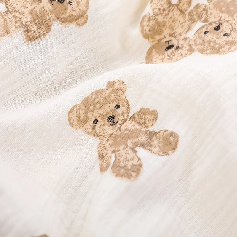 Bear Print Muslin Baby Cotton Swaddle Receive Blanket Envelope for Newborns Bed Bedding Baby Items Infant Birth Accessories