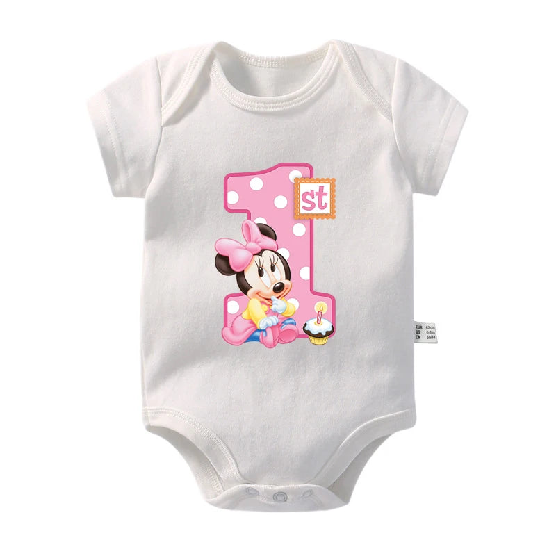My 1st Birthday Mickey Mouse Cotton Baby Bodysuits