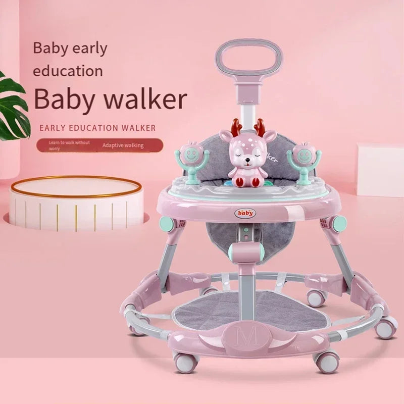 Baby Walker Anti-O-leg Multi-functional Anti-rollover Folding Trolley Boys Girls Can Sit Push 6-18 Months Baby To Learn To Drive