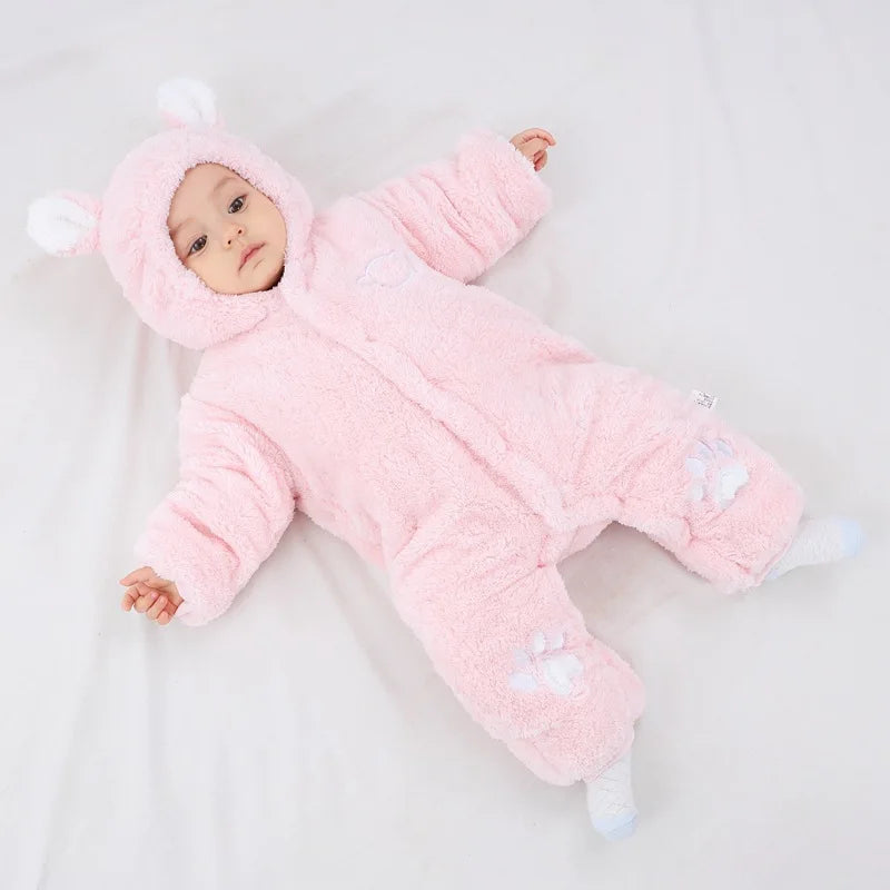 Newborn Baby Cute Bear Hooded Jumpsuits