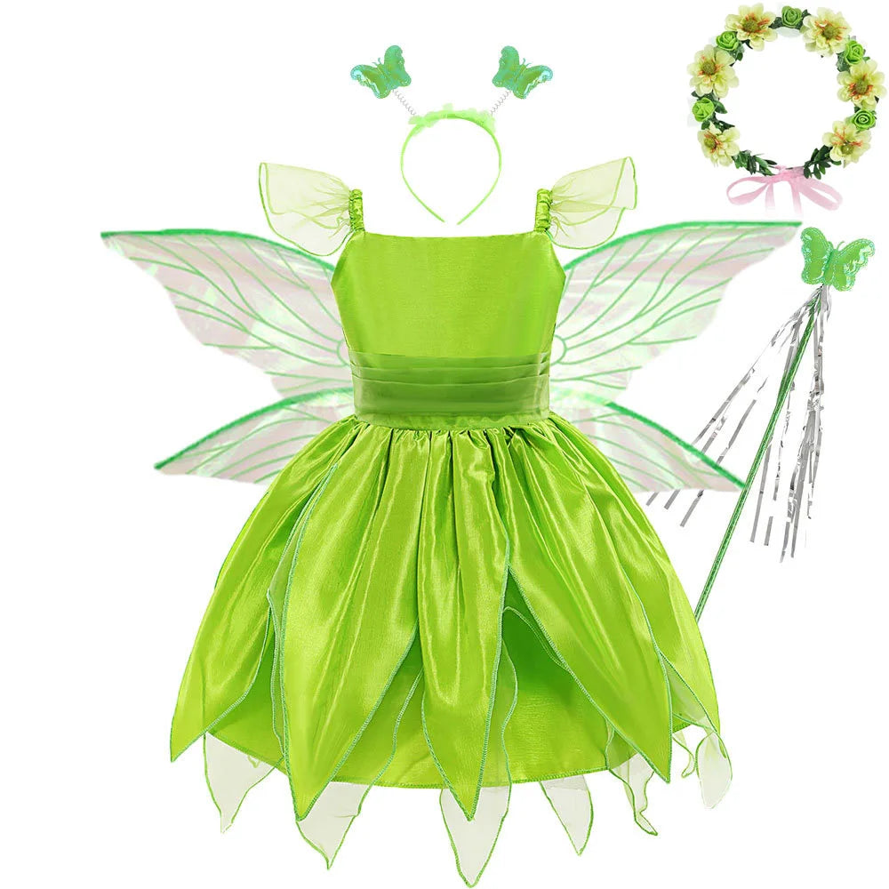 Fairy Costume for Girls Princess Tinker Bell Elf Wings Headband