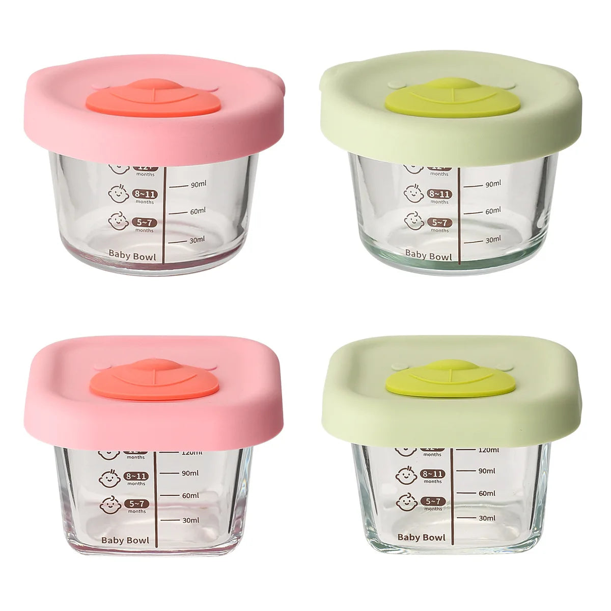 Baby food mold portable seal storage box baby glass solid food bowl bear silicone cover steamer crisper
