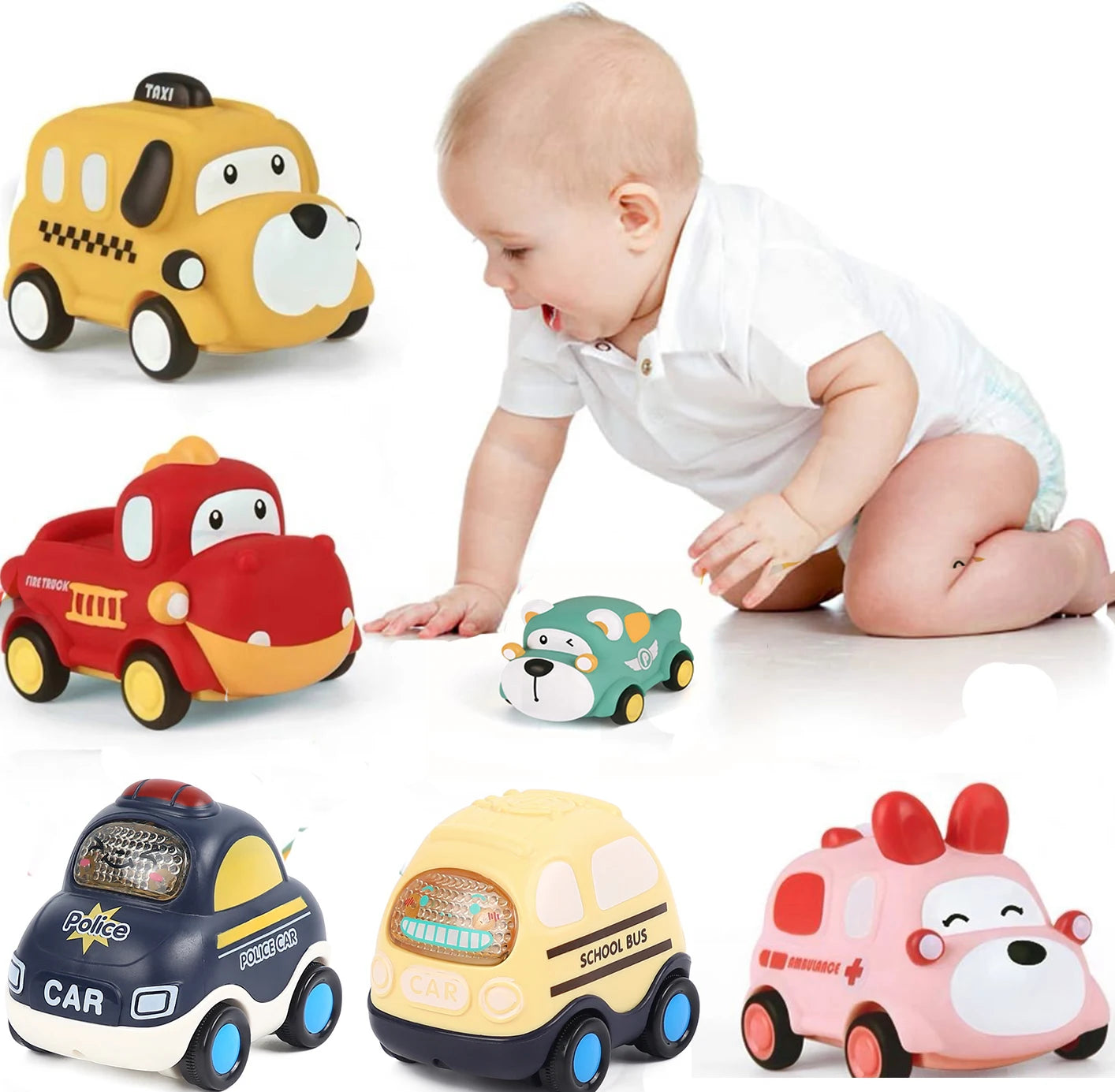 Toy Baby Car Toys Cars Soft & Sturdy Pull Back Car