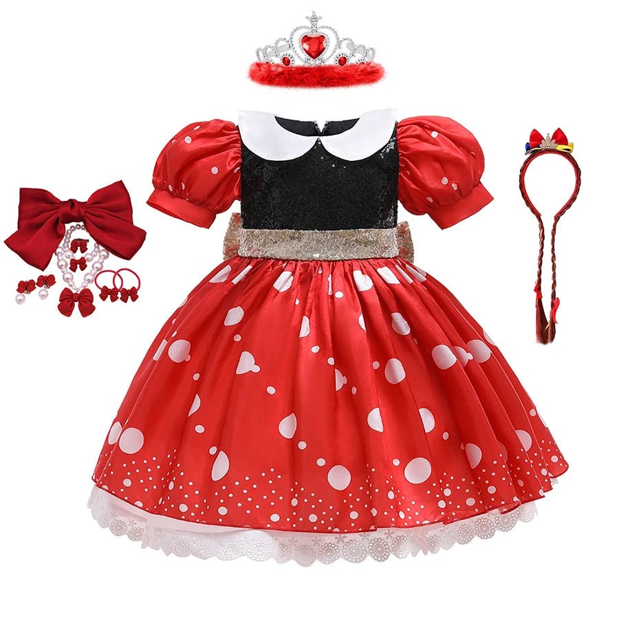 Baby Girl Mickey Mouse Dress Mickey and Minnie Cosplay Costume Children for Baby Girls Children Cosplay Clothes Free Headband