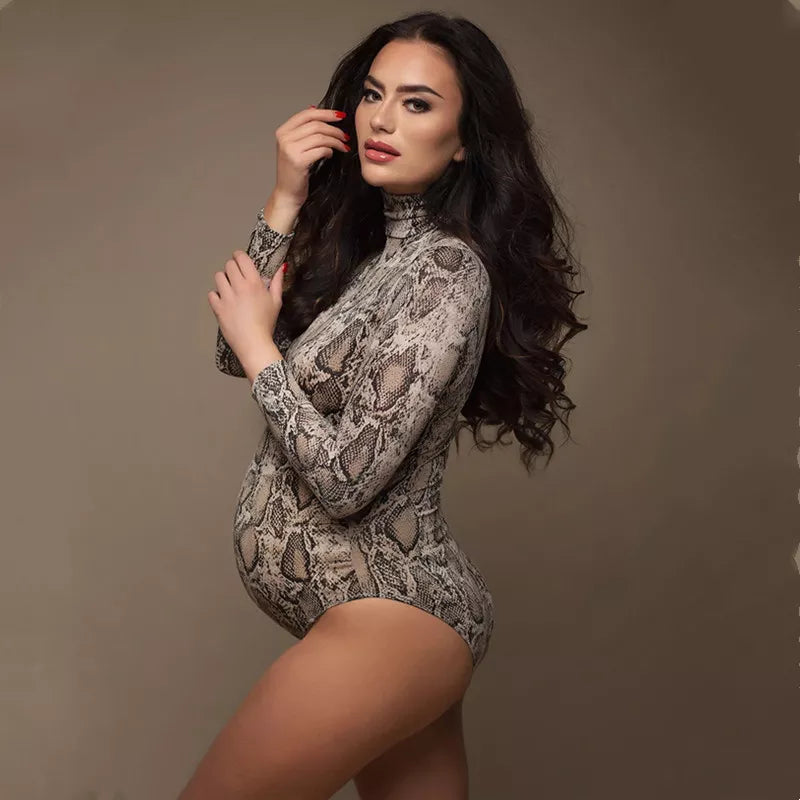 Pregnant Long Sleeve Snake Print Shirt Basic Top
