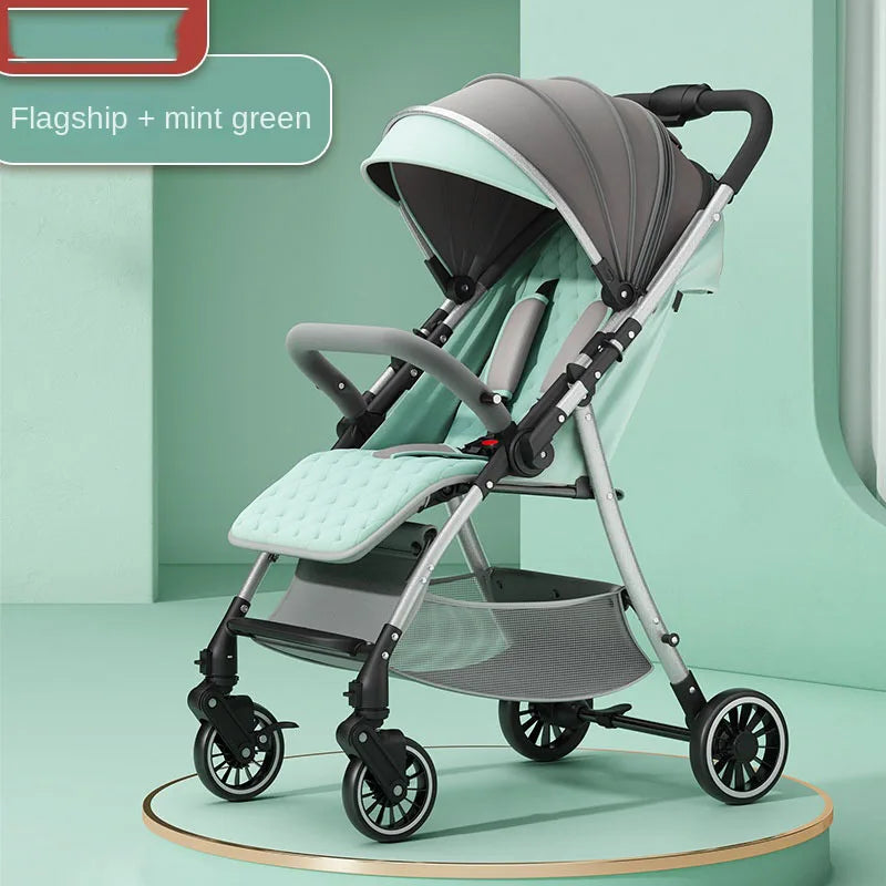 Baby Stroller 3-in-1 Fashion Four Seasons Universal Four Wheel Shock Absorber Umbrella Bi-directional Folding Baby Stroller