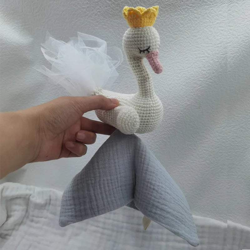 Baby Soother Appease Towel Bib Soft Swan Sleeping Doll Teether