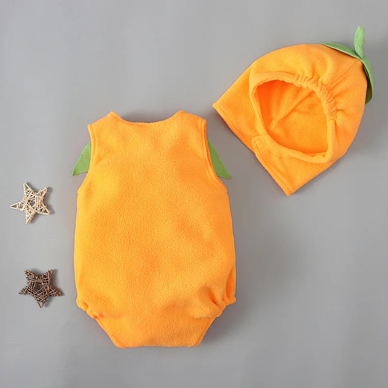Halloween Romper+Hat Baby Girl Bodysuit Pumpkin Style Cosplay Costume