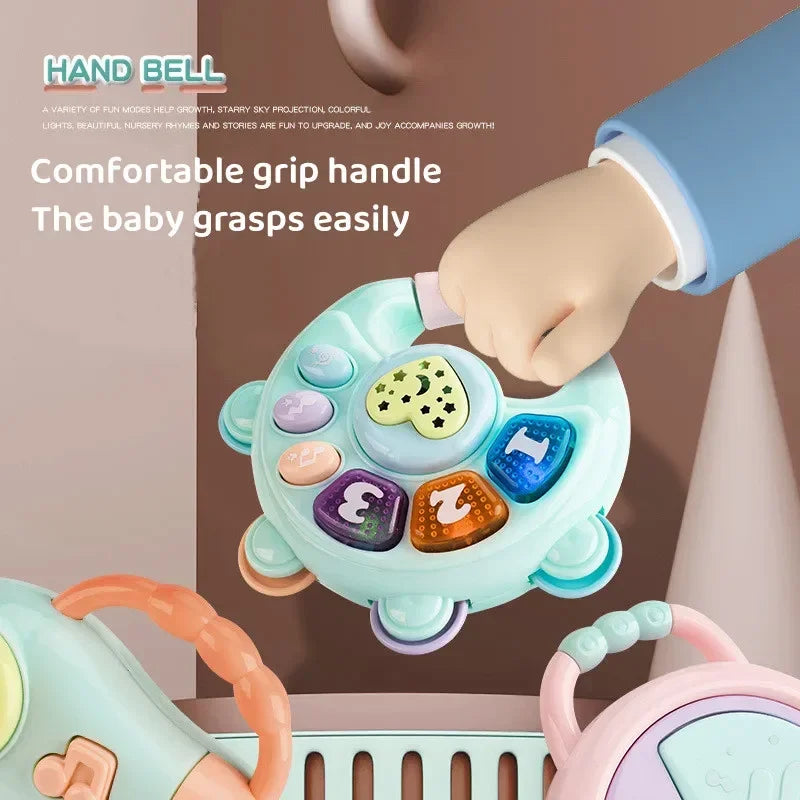 Montessori Baby Toys 6 12 Months Learning Education Musical Instrument Piano Hand Bell Projector Game Music Toy For Toddler Gift