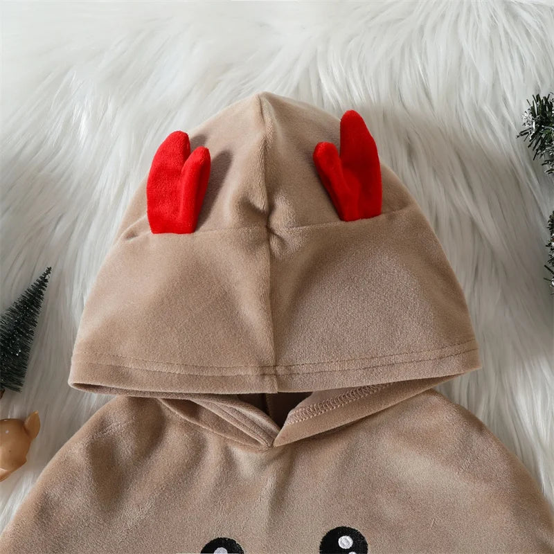 Christmas Baby Boys Girls Cape Autumn Festival Party Clothing Baby Windbreak Mantle Elk Design Lovely Hooded Cloak