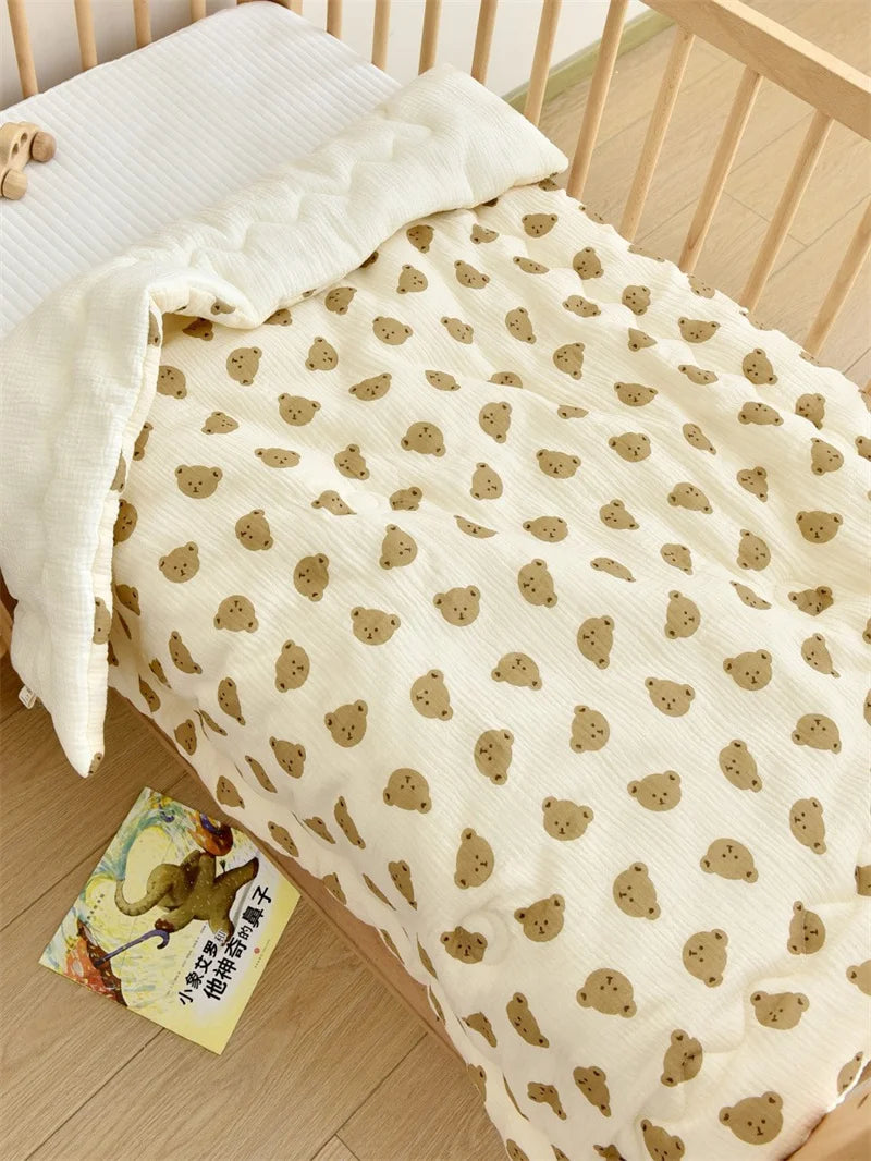 Baby Cotton Muslin Comforter Blanket Newborn Printed Spring Winter Quilt Blankets for Babies Infant Sleeping Cover Korean Quilt