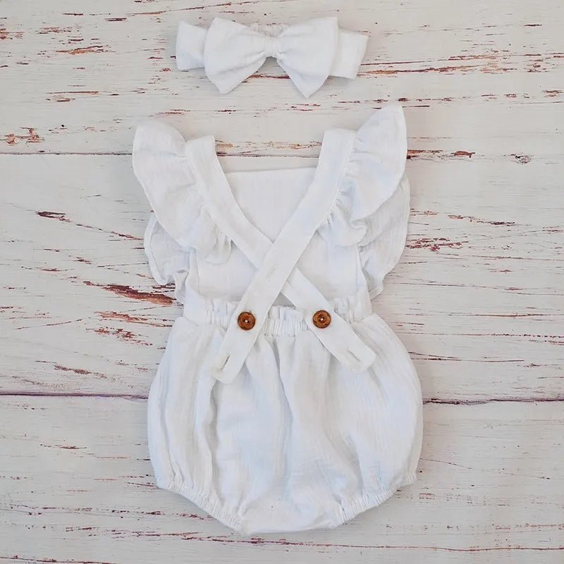 Organic Cotton Baby Girl Clothes Bodysuit Headband